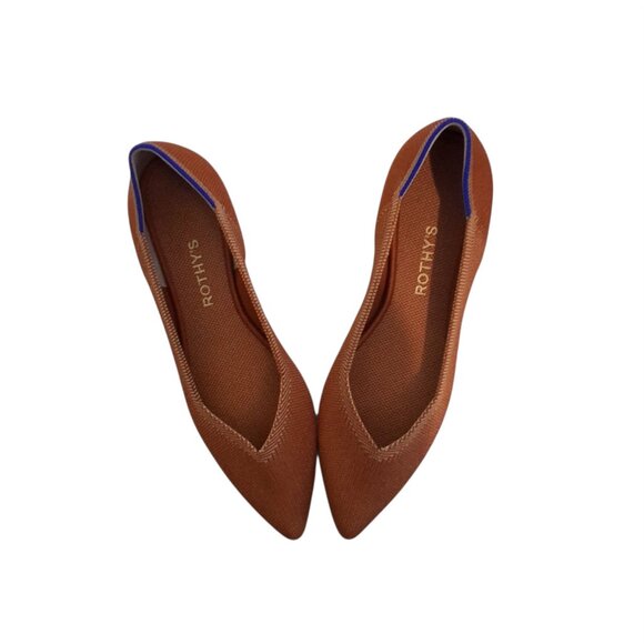 Rothys flats shoes women 9.5 9 1/e the point pointy toe ballet Fawn Amber orange - Picture 1 of 7